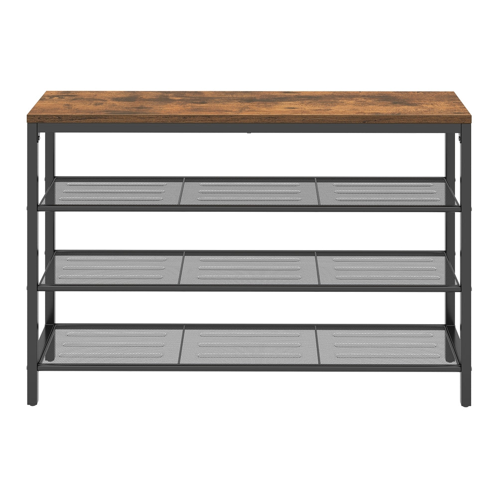 4-Tier Shoe Storage Shelf, Shoe Organizer Rack for Bedroom, Entryway, Living Room, Brown and Black - image 2