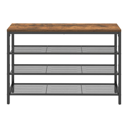 4-Tier Shoe Storage Shelf, Shoe Organizer Rack for Bedroom, Entryway, Living Room, Brown and Black - image 2