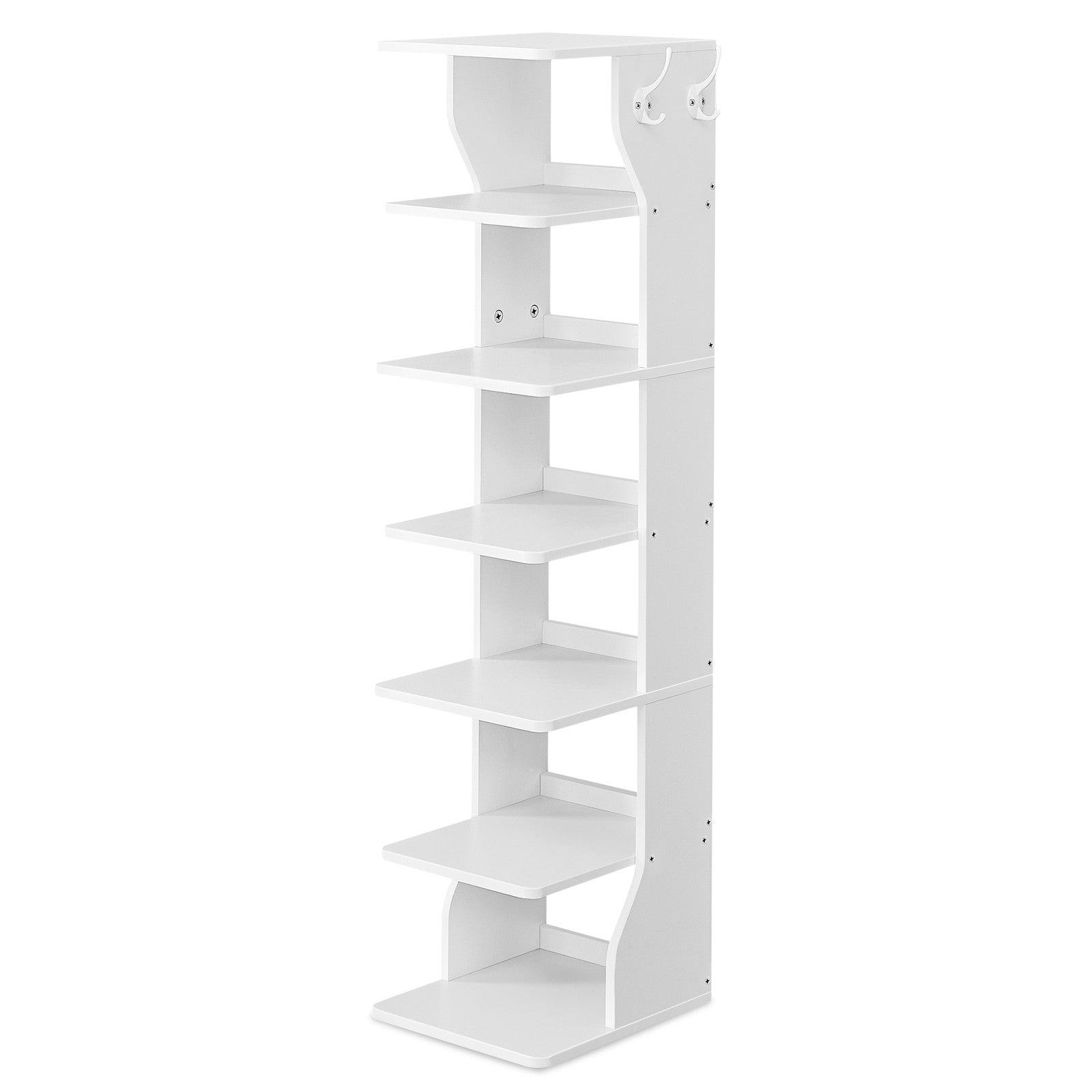 Narrow Shoe Stand, 6-Tier Shoe Storage Rack for Smal Spaces, White - image 1
