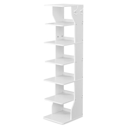 Narrow Shoe Stand, 6-Tier Shoe Storage Rack for Smal Spaces, White - image 1