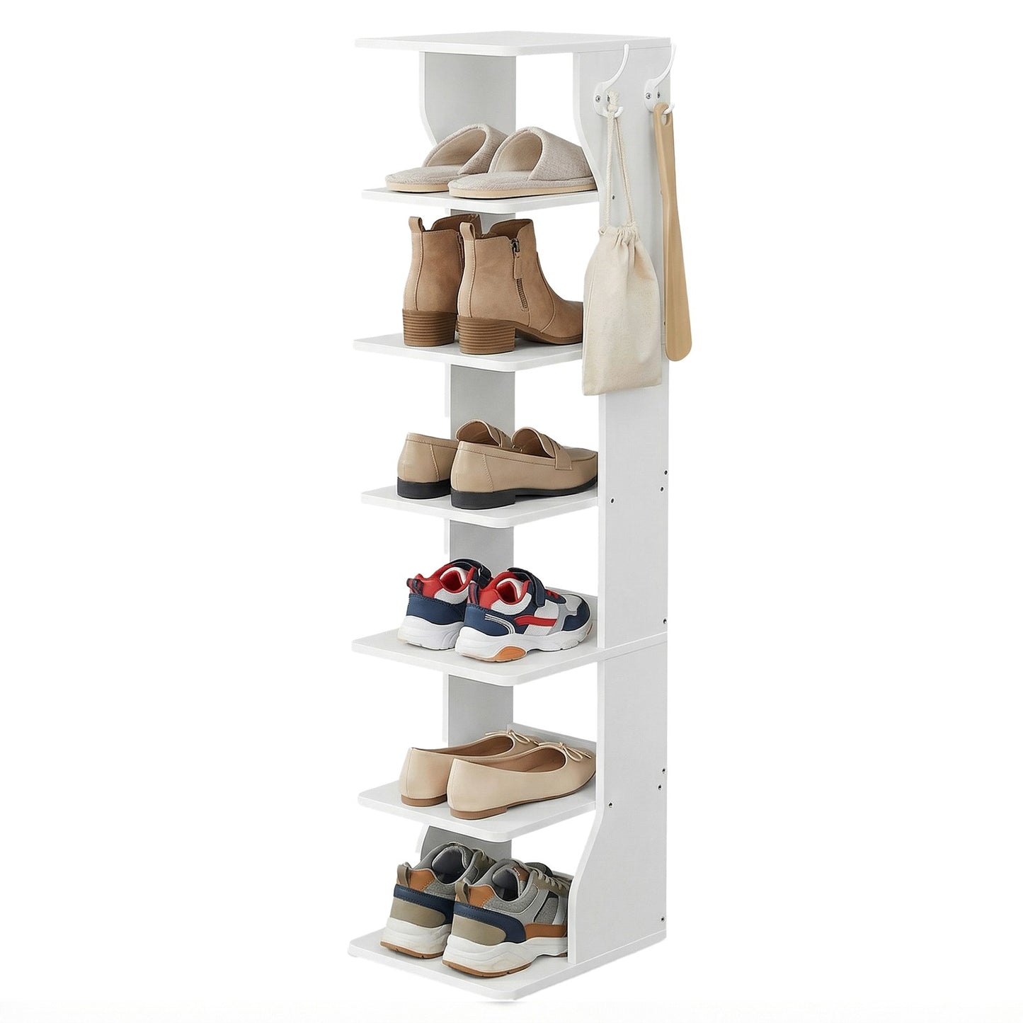 Narrow Shoe Stand, 6-Tier Shoe Storage Rack for Smal Spaces, White - image 2