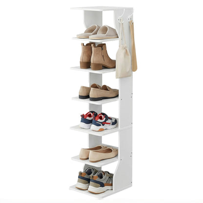 Narrow Shoe Stand, 6-Tier Shoe Storage Rack for Smal Spaces, White - image 2