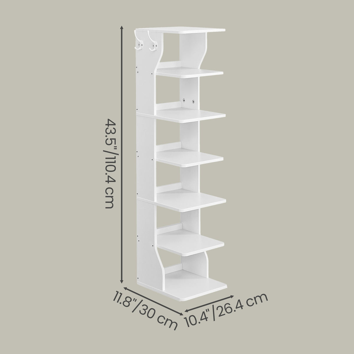 Narrow Shoe Stand, 6-Tier Shoe Storage Rack for Smal Spaces, White - image 3