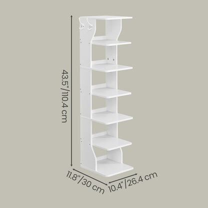 Narrow Shoe Stand, 6-Tier Shoe Storage Rack for Smal Spaces, White - image 3