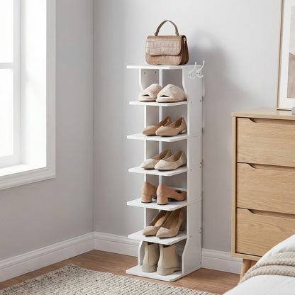 Narrow Shoe Stand, 6-Tier Shoe Storage Rack for Smal Spaces, White - image 4