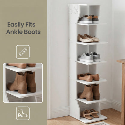 Narrow Shoe Stand, 6-Tier Shoe Storage Rack for Smal Spaces, White - image 6