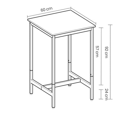Bar Table, Tall Kitchen Table for Breakfast, Dining Room Table, Rustic Brown and Black - image 4