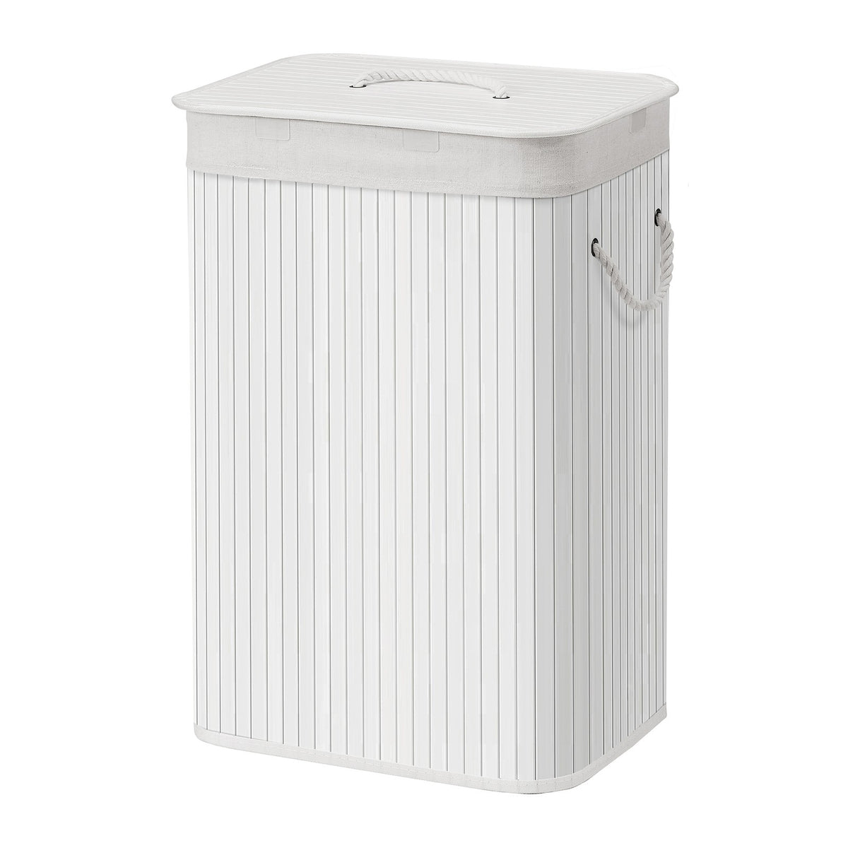 Foldable Laundry Hamper with Lid, 72 L Bamboo Laundry Basket, Storage Hamper with 3 Handles - image 1