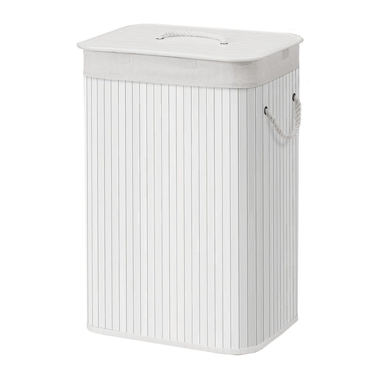 Foldable Laundry Hamper with Lid, 72 L Bamboo Laundry Basket, Storage Hamper with 3 Handles - image 1