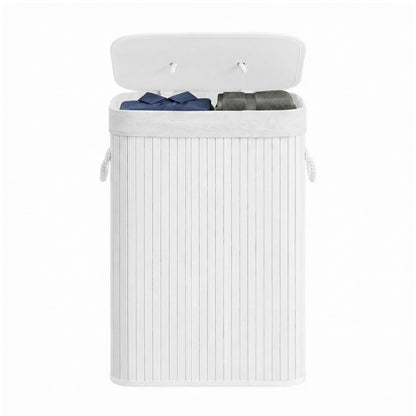 Foldable Laundry Hamper with Lid, 72 L Bamboo Laundry Basket, Storage Hamper with 3 Handles - image 2