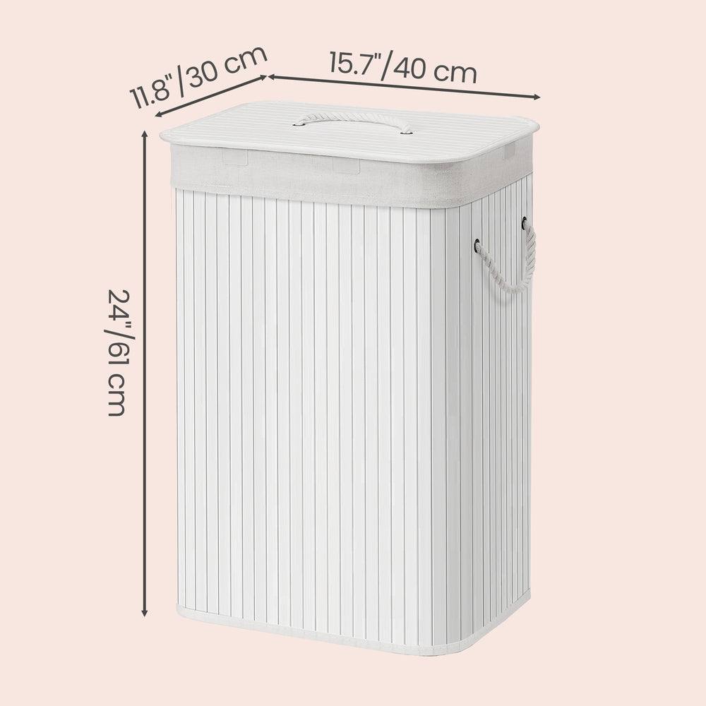 Foldable Laundry Hamper with Lid, 72 L Bamboo Laundry Basket, Storage Hamper with 3 Handles - image 3