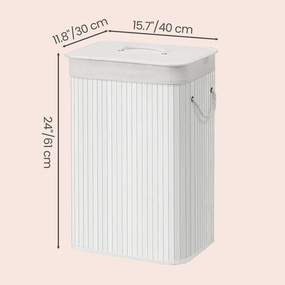 Foldable Laundry Hamper with Lid, 72 L Bamboo Laundry Basket, Storage Hamper with 3 Handles - image 3