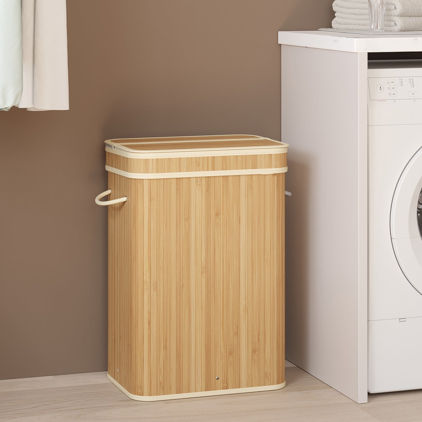 Laundry Hamper with Lid, Bamboo Laundry Basket, Removable - image 2