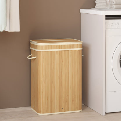 Laundry Hamper with Lid, Bamboo Laundry Basket, Removable - image 2
