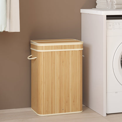 Laundry Hamper with Lid, Bamboo Laundry Basket, Removable - image 1