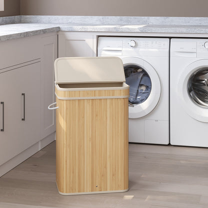 Laundry Hamper with Lid, Bamboo Laundry Basket, Removable - image 3