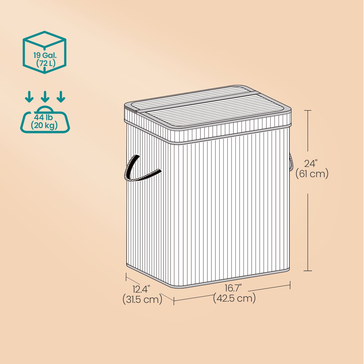 Laundry Hamper with Lid, Bamboo Laundry Basket, Removable - image 6
