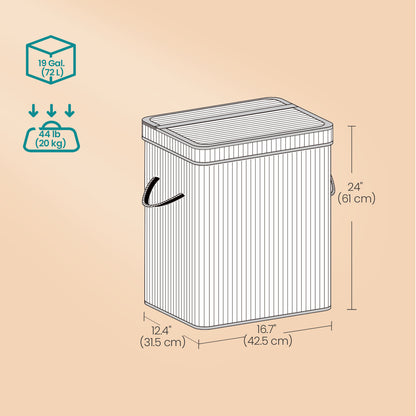 Laundry Hamper with Lid, Bamboo Laundry Basket, Removable - image 6