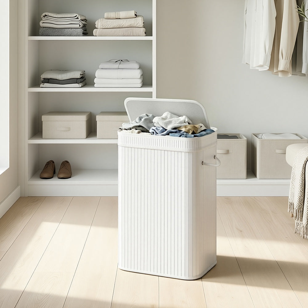 Laundry Hamper with Lid, Bamboo Laundry Basket, Removable - image 12