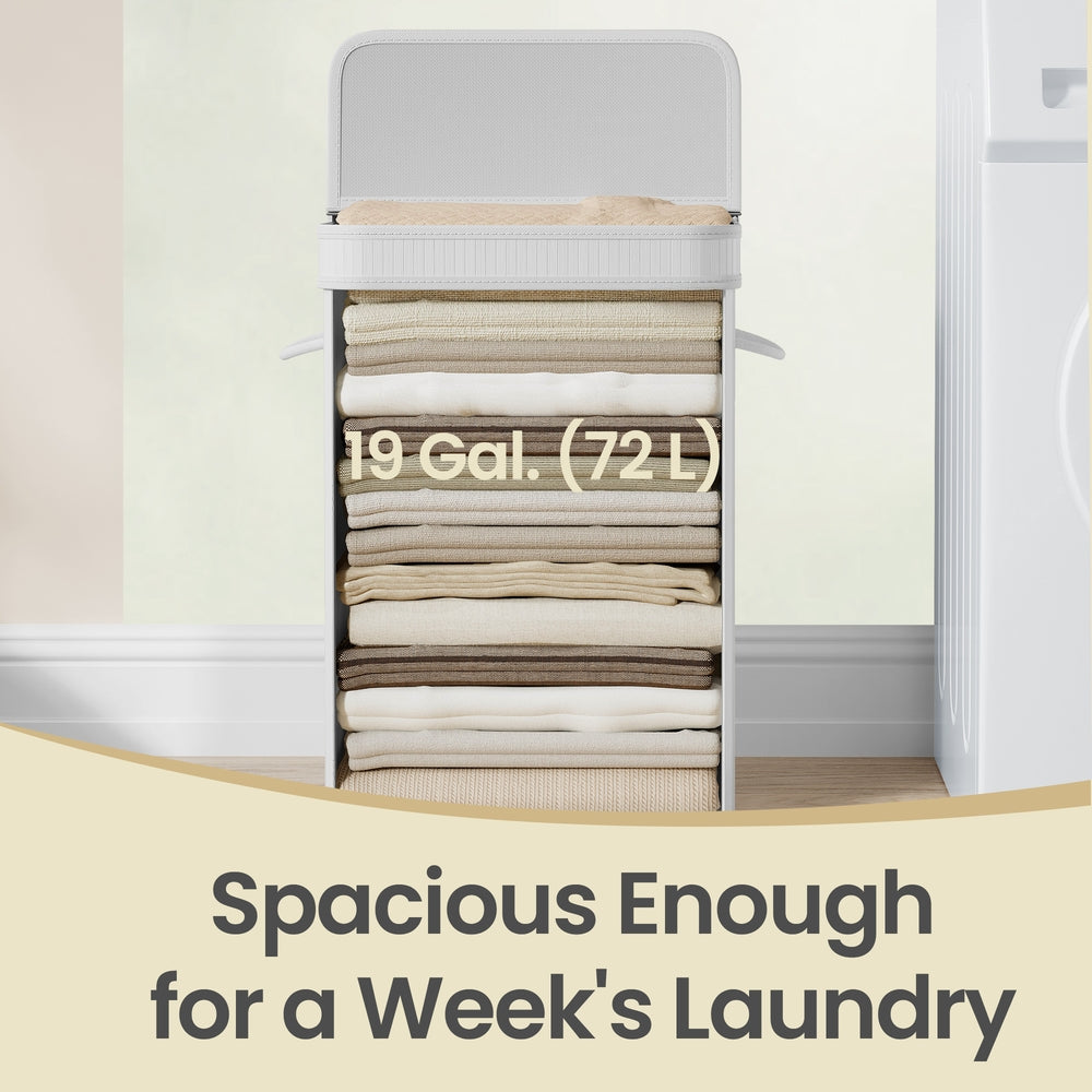 Laundry Hamper with Lid, Bamboo Laundry Basket, Removable - image 13
