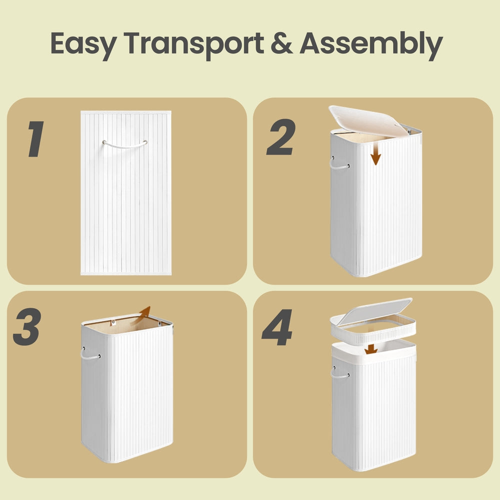 Laundry Hamper with Lid, Bamboo Laundry Basket, Removable - image 14