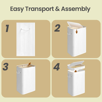 Laundry Hamper with Lid, Bamboo Laundry Basket, Removable - image 14