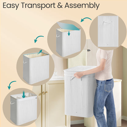 Laundry Hamper with Lid, Bamboo Laundry Basket, Removable - image 20