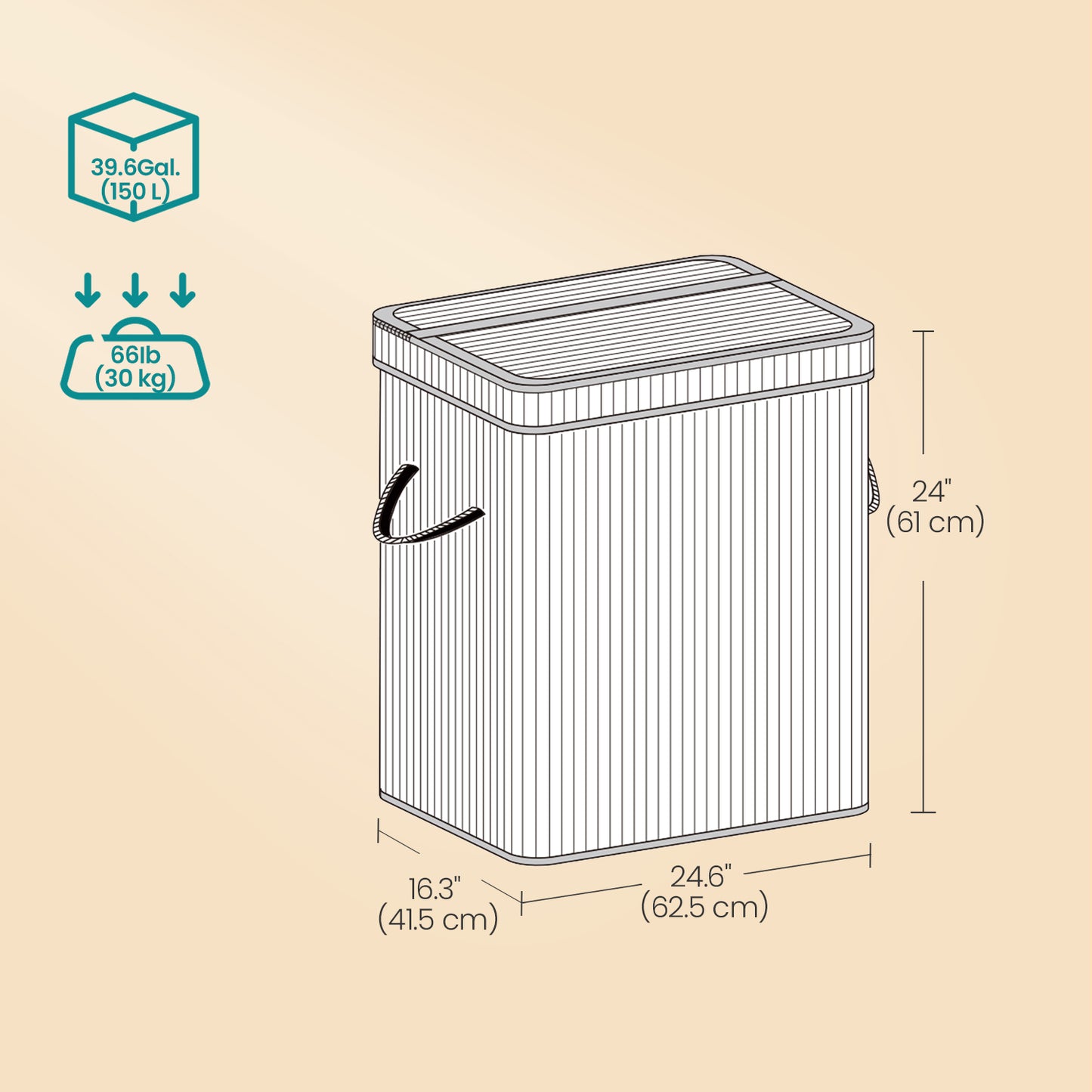 Laundry Hamper with Lid, Bamboo Laundry Basket, Removable - image 21