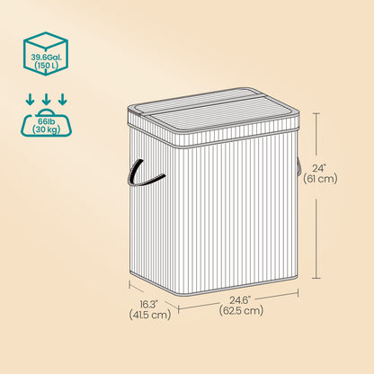 Laundry Hamper with Lid, Bamboo Laundry Basket, Removable - image 21