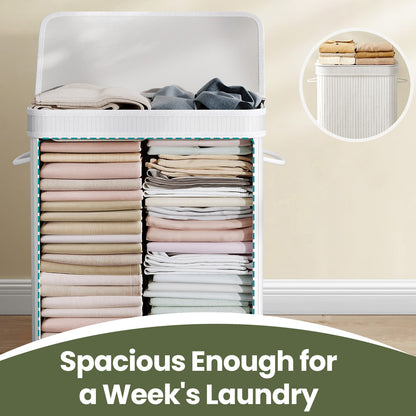 Laundry Hamper with Lid, Bamboo Laundry Basket, Removable - image 40