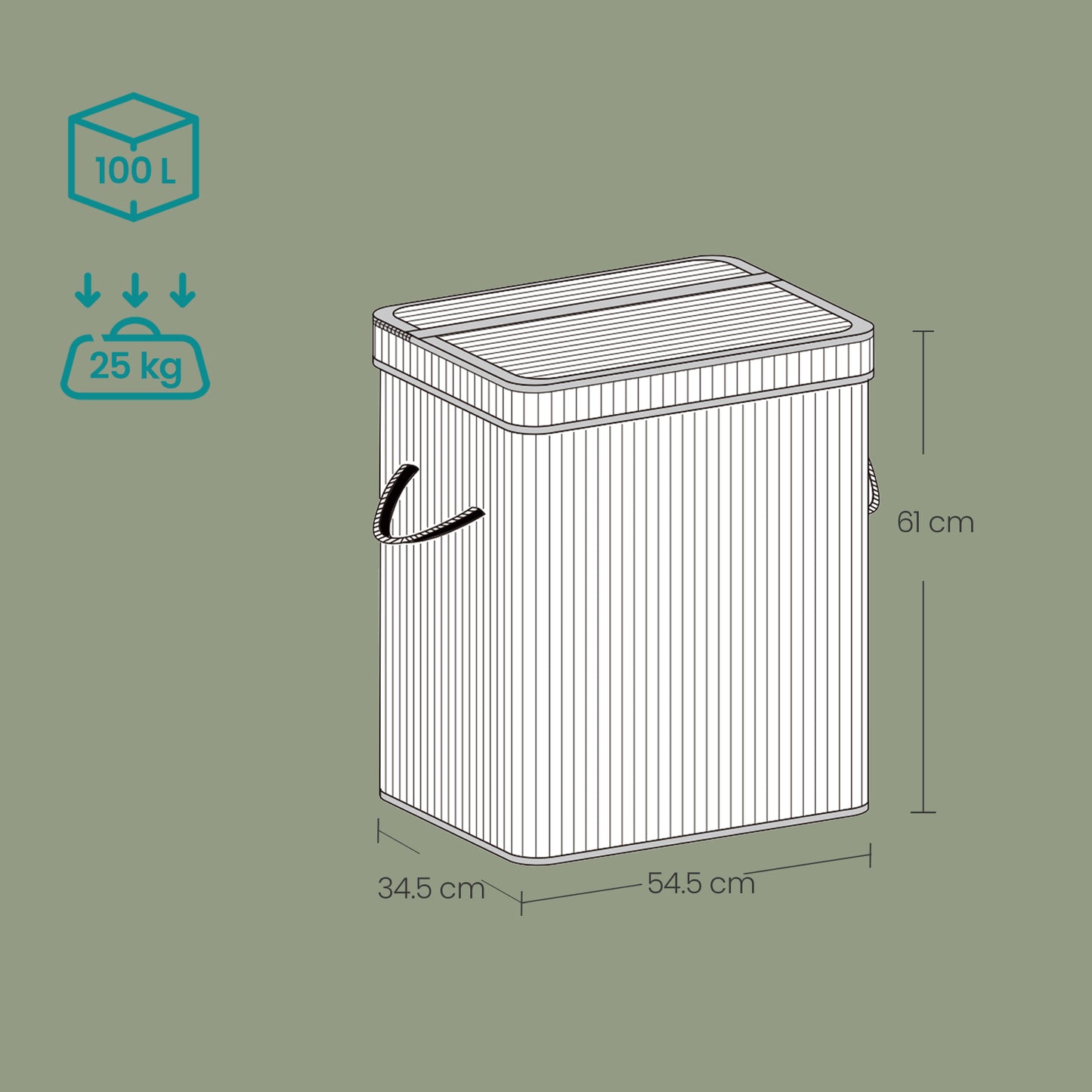 Laundry Hamper with Lid, Bamboo Laundry Basket, Removable - image 41