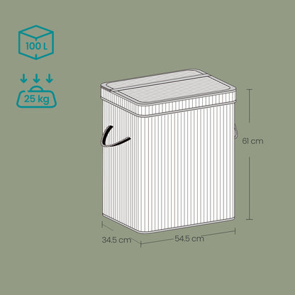 Laundry Hamper with Lid, Bamboo Laundry Basket, Removable - image 41