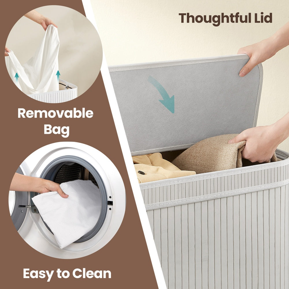 Laundry Hamper with Lid, Bamboo Laundry Basket, Removable - image 33