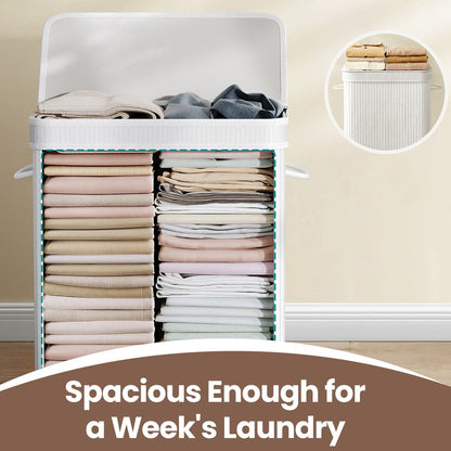 Laundry Hamper with Lid, Bamboo Laundry Basket, Removable - image 34