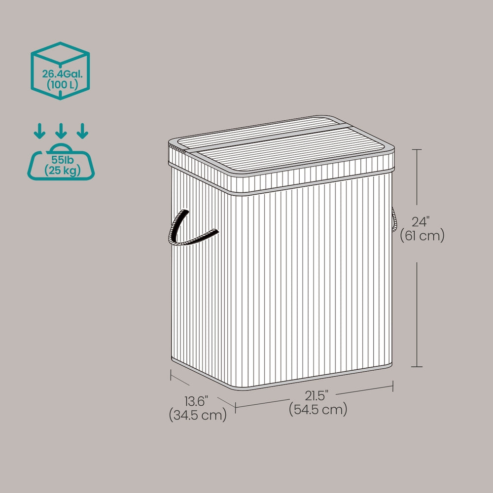 Laundry Hamper with Lid, Bamboo Laundry Basket, Removable - image 35
