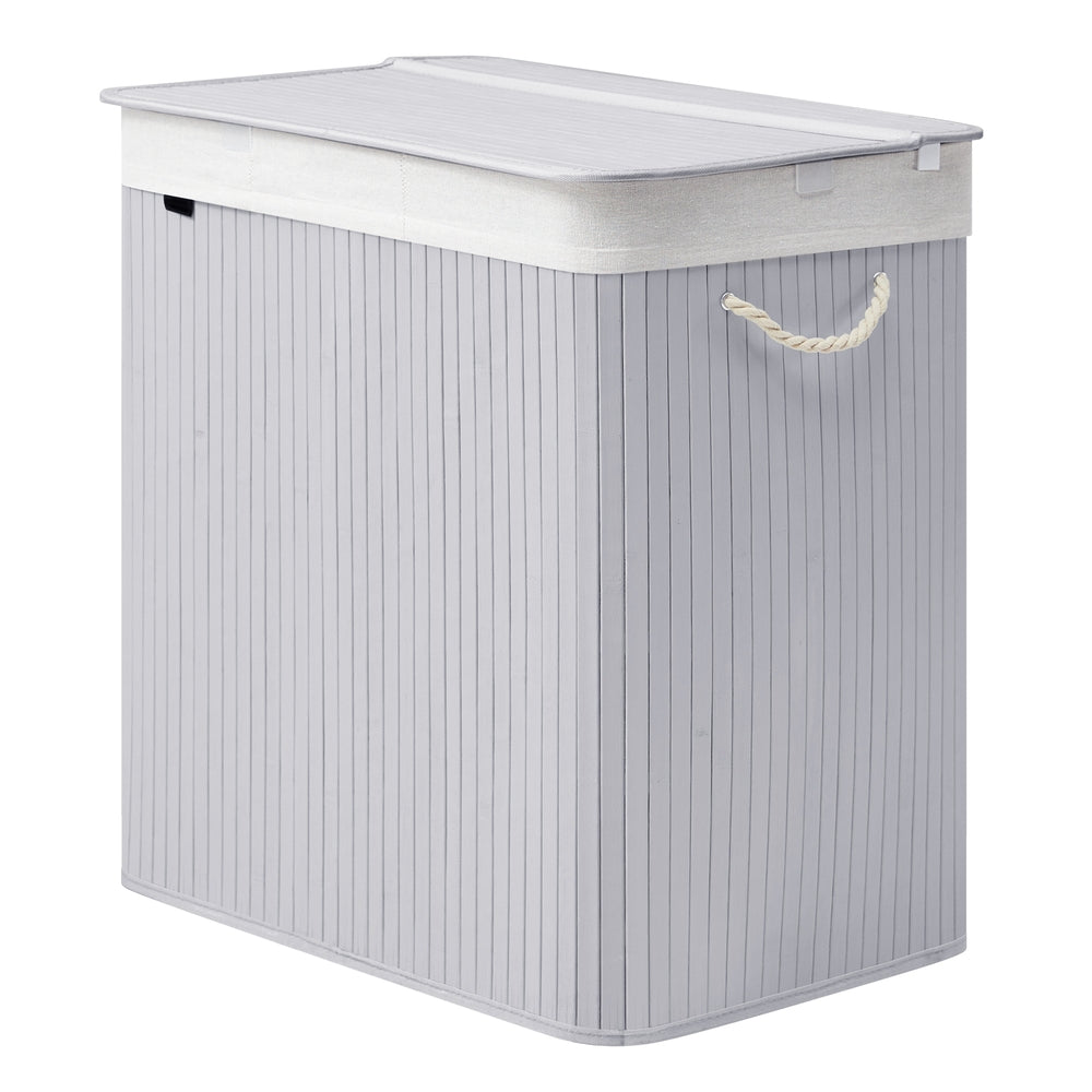 3-Section Laundry Basket, 150 L, Bamboo Laundry Hamper with Lid - image 24