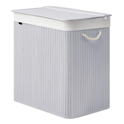 3-Section Laundry Basket, 150 L, Bamboo Laundry Hamper with Lid - image 24