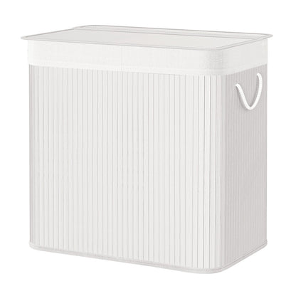 3-Section Laundry Basket, 150 L, Bamboo Laundry Hamper with Lid - image 10