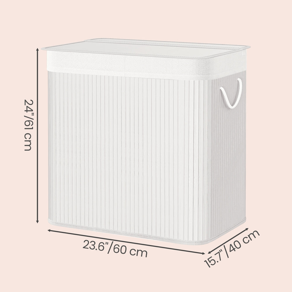 3-Section Laundry Basket, 150 L, Bamboo Laundry Hamper with Lid - image 11