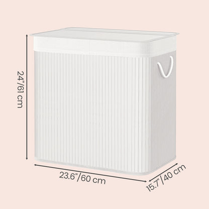 3-Section Laundry Basket, 150 L, Bamboo Laundry Hamper with Lid - image 11
