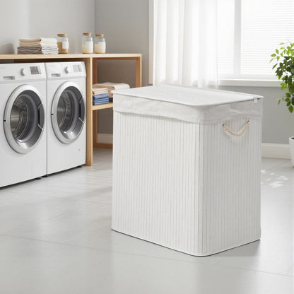 3-Section Laundry Basket, 150 L, Bamboo Laundry Hamper with Lid - image 12