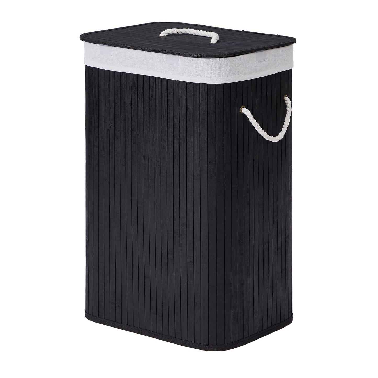 Foldable Laundry Hamper with Lid, 72 L Bamboo Laundry Basket, Storage Hamper with 3 Handles - image 2