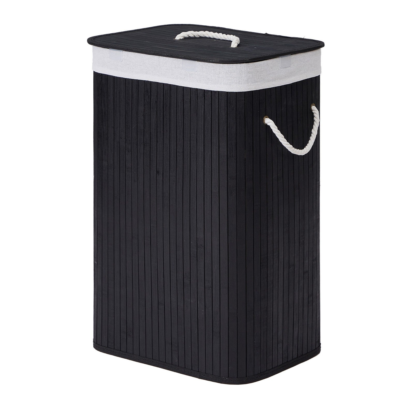 Foldable Laundry Hamper with Lid, 72 L Bamboo Laundry Basket, Storage Hamper with 3 Handles - image 2