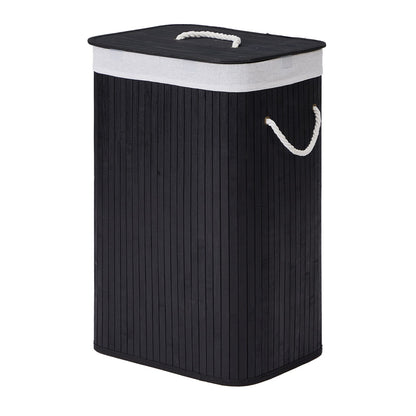 Foldable Laundry Hamper with Lid, 72 L Bamboo Laundry Basket, Storage Hamper with 3 Handles - image 2