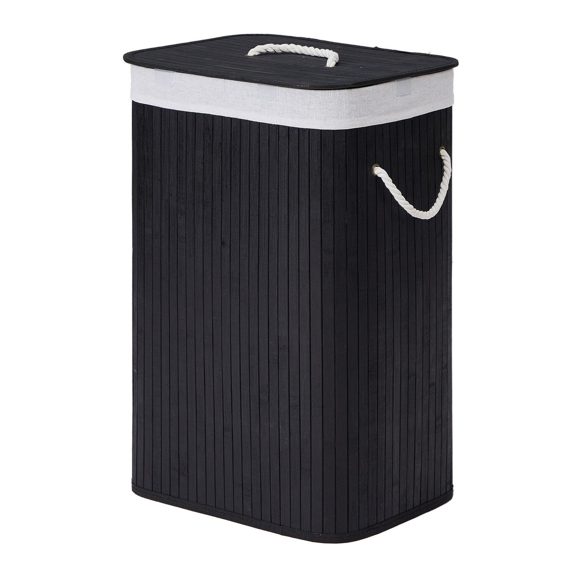 Foldable Laundry Hamper with Lid, 72 L Bamboo Laundry Basket, Storage Hamper with 3 Handles - image 1