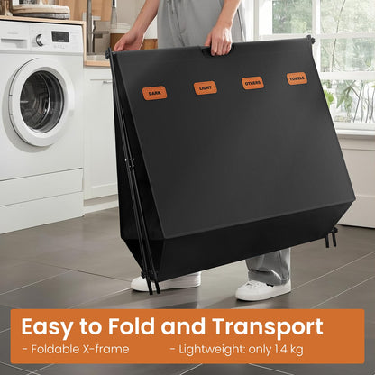 Laundry Hamper, Laundry Basket, 155 L Laundry Sorter 4 Sections - image 3