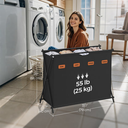 Laundry Hamper, Laundry Basket, 155 L Laundry Sorter 4 Sections - image 5