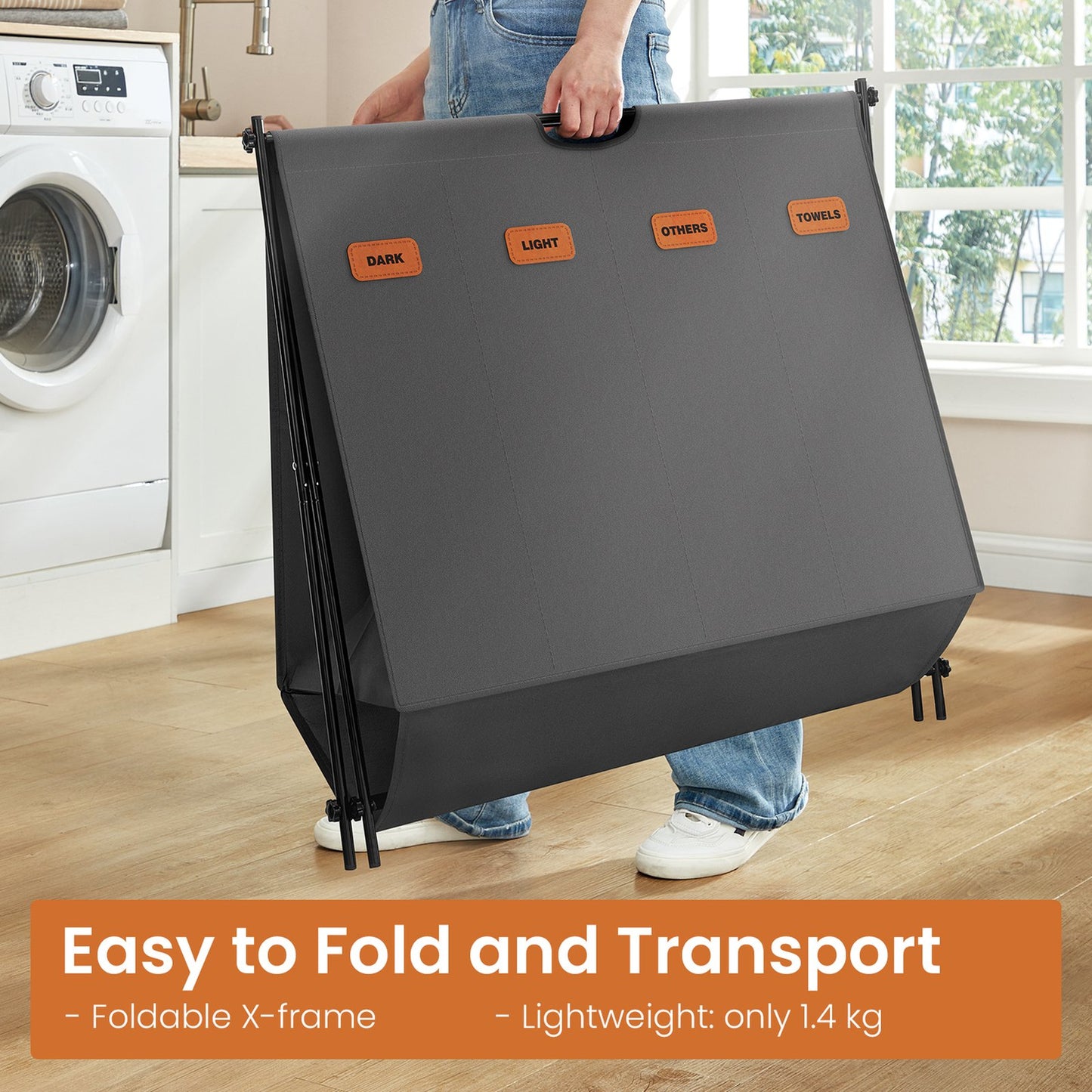 Laundry Hamper, Laundry Basket, 155 L Laundry Sorter 4 Sections - image 26