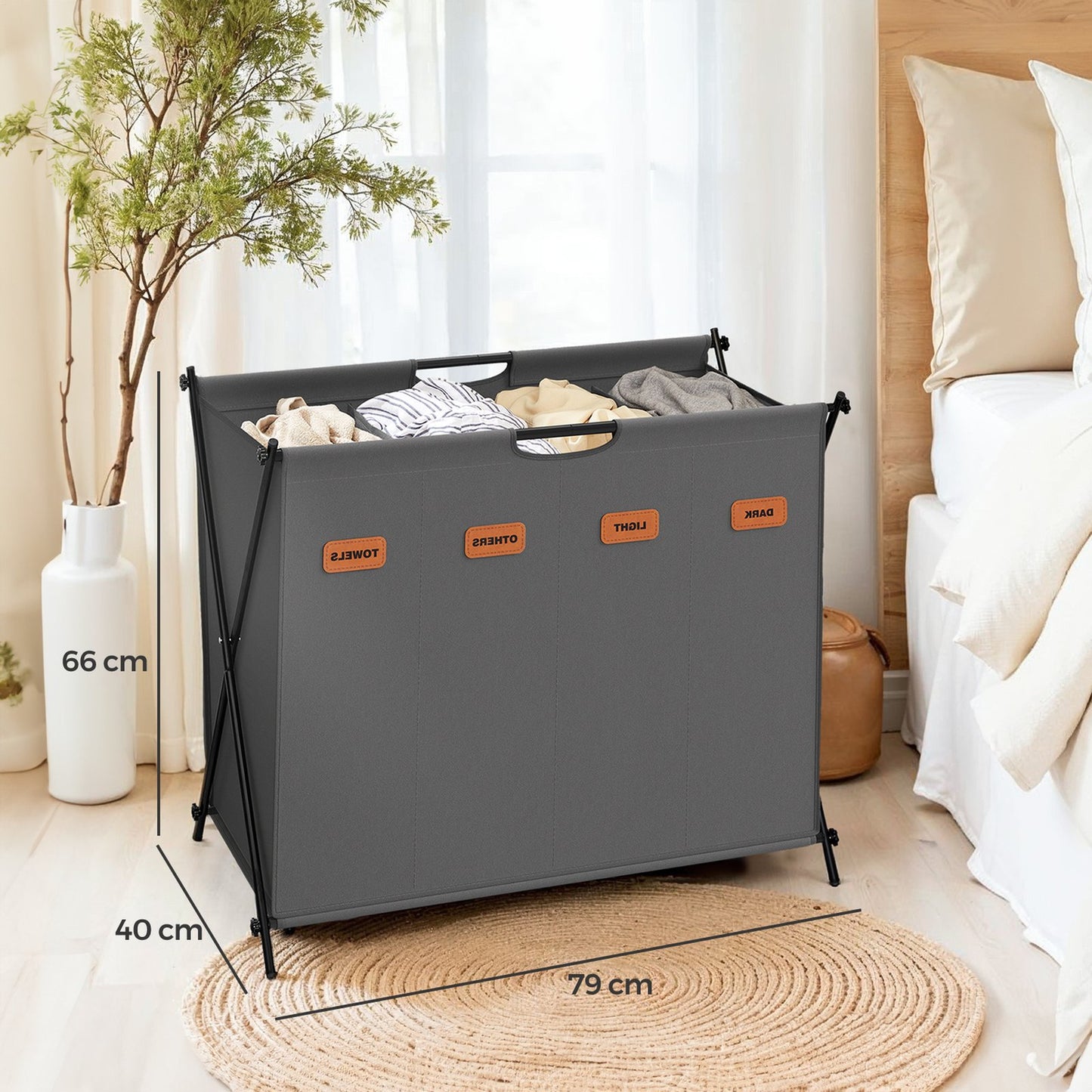 Laundry Hamper, Laundry Basket, 155 L Laundry Sorter 4 Sections - image 28