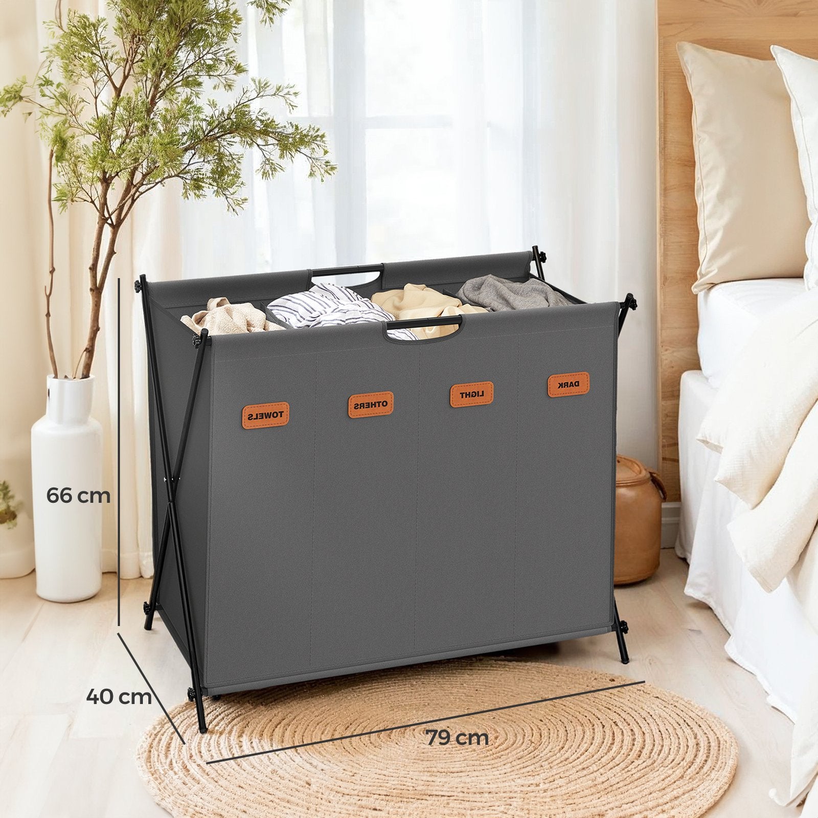 Laundry Hamper, Laundry Basket, 155 L Laundry Sorter 4 Sections - image 28
